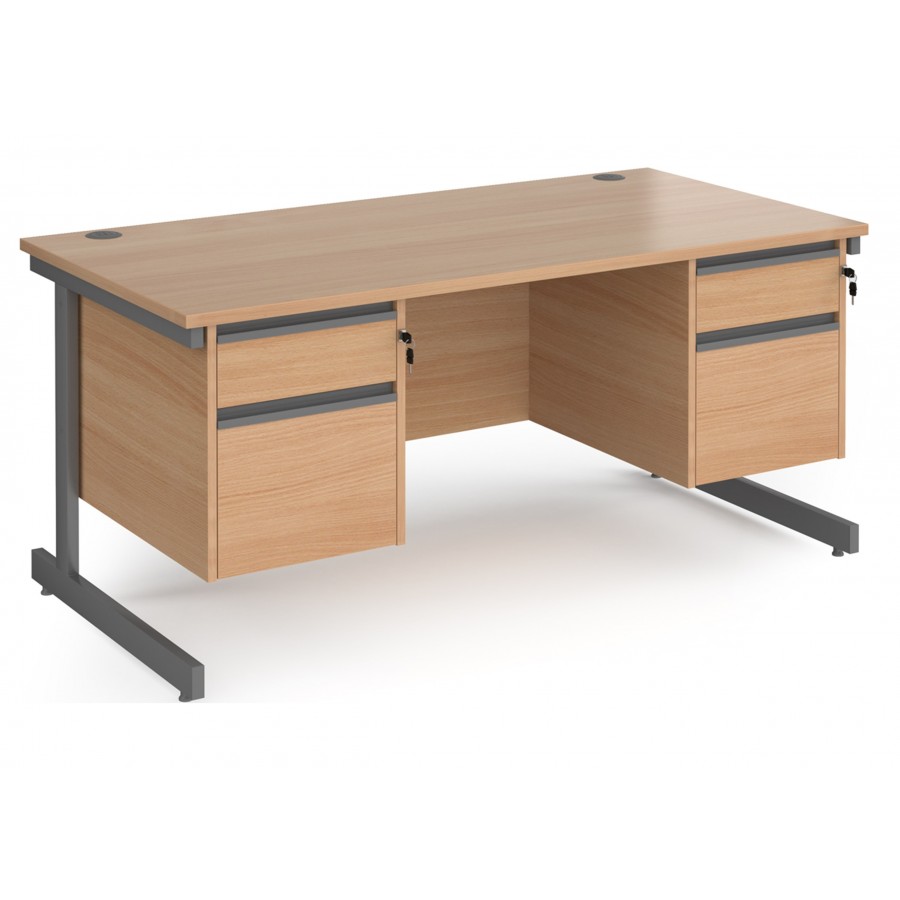 Harlow Straight Desk with 2 x Two Drawer Pedestals